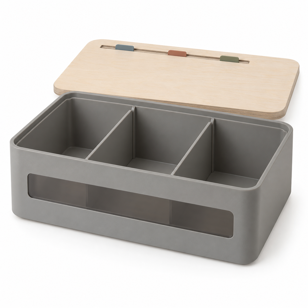 Boîte de rangement avec séparateurs et repères mobiles