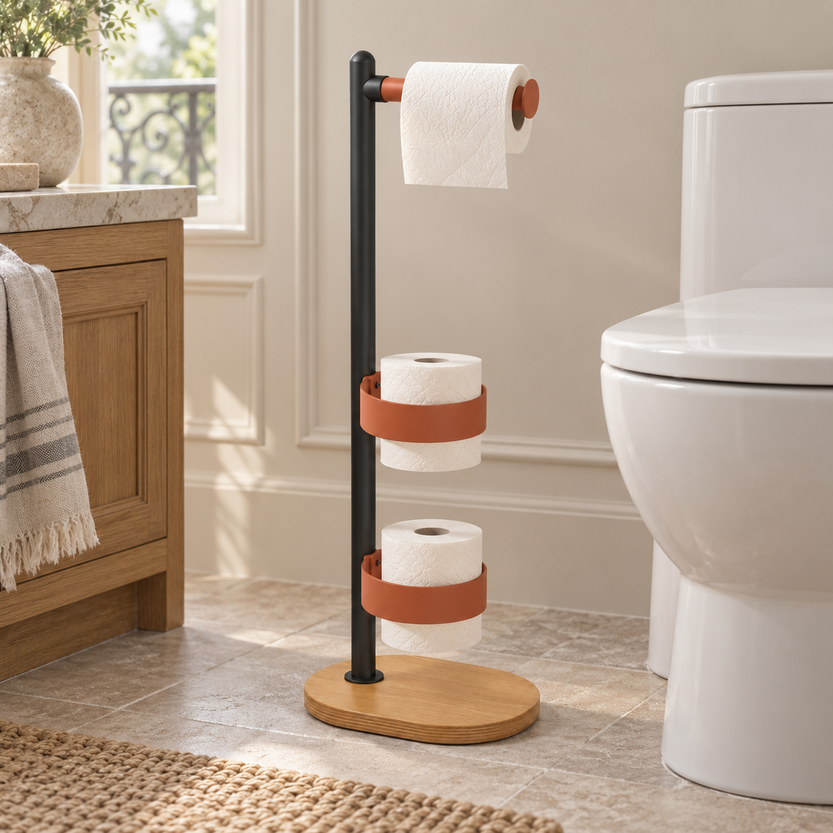 Support pour papier toilette avec espace de réserve