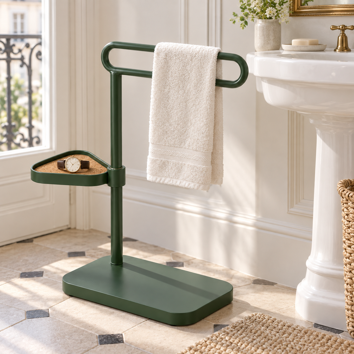 Porte-serviettes de lavabo avec tablette pivotante