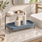 Organisateur de lavabo à deux plateaux amovibles