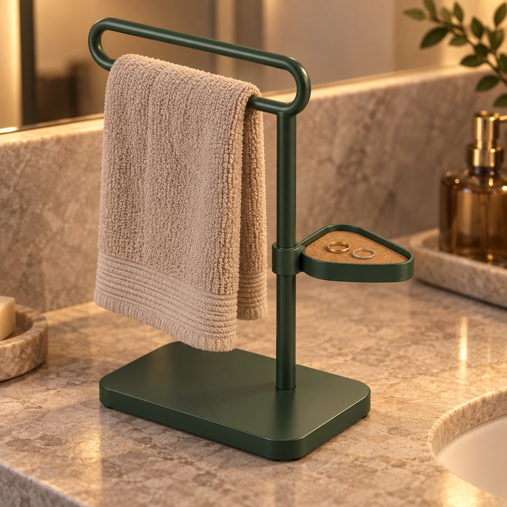Porte-serviettes de lavabo avec tablette pivotante