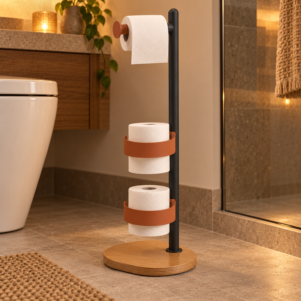 Support pour papier toilette avec espace de réserve