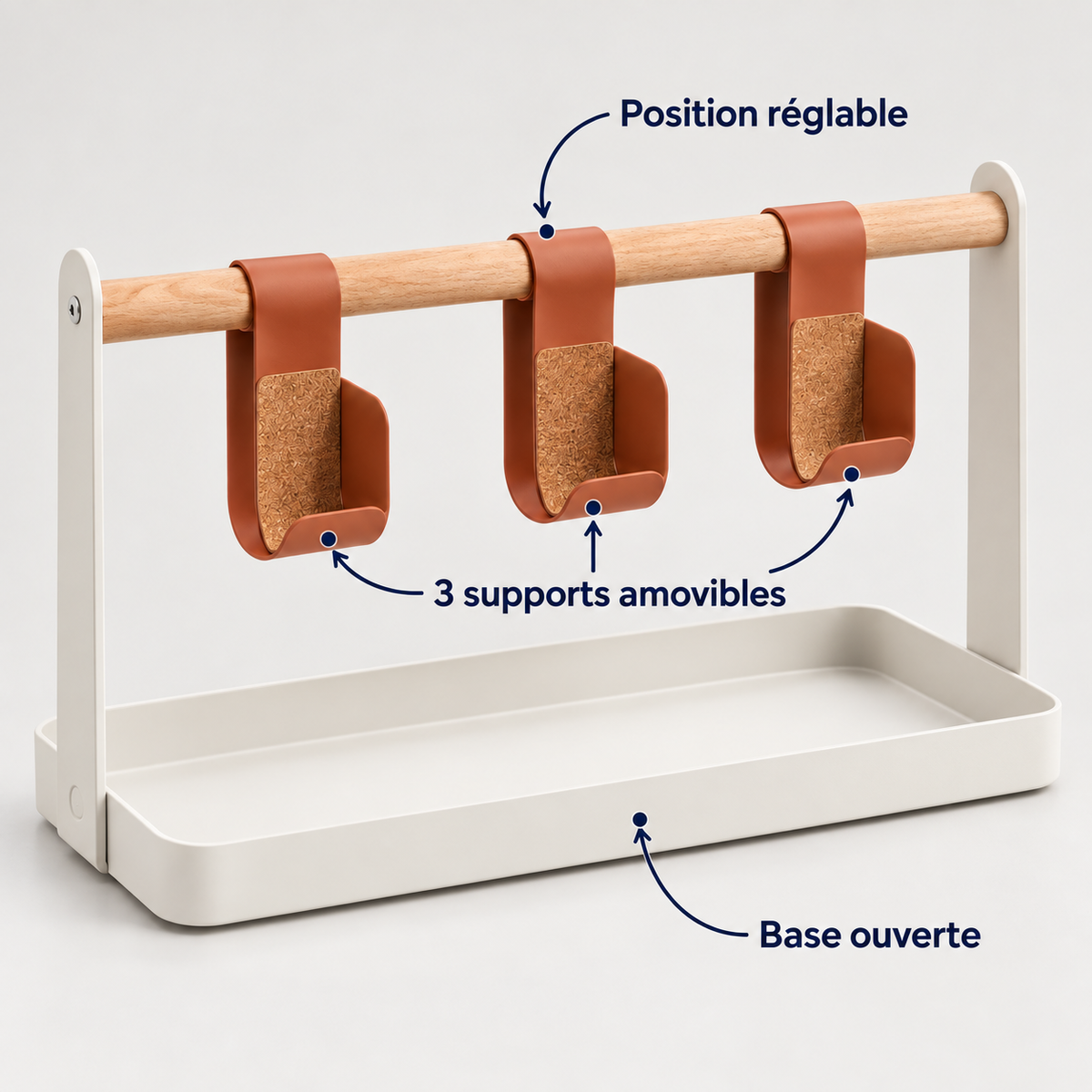 Organisateur de table avec trois supports amovibles