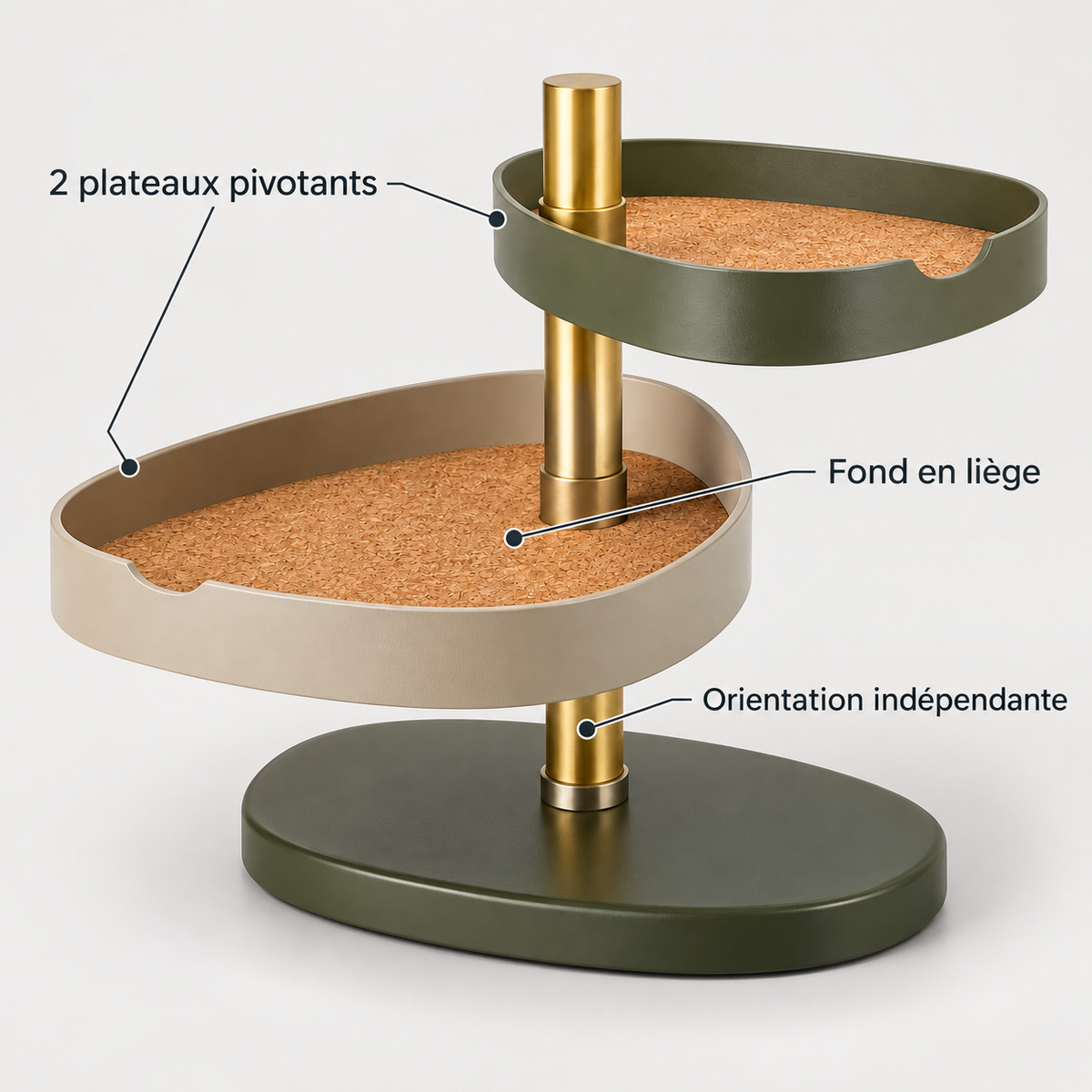 Organisateur de table à deux plateaux pivotants