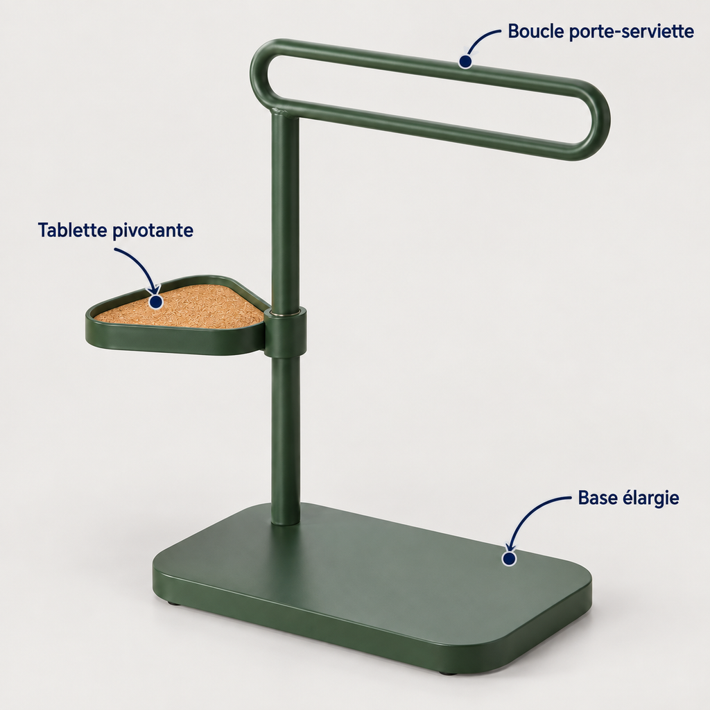 Porte-serviettes de lavabo avec tablette pivotante