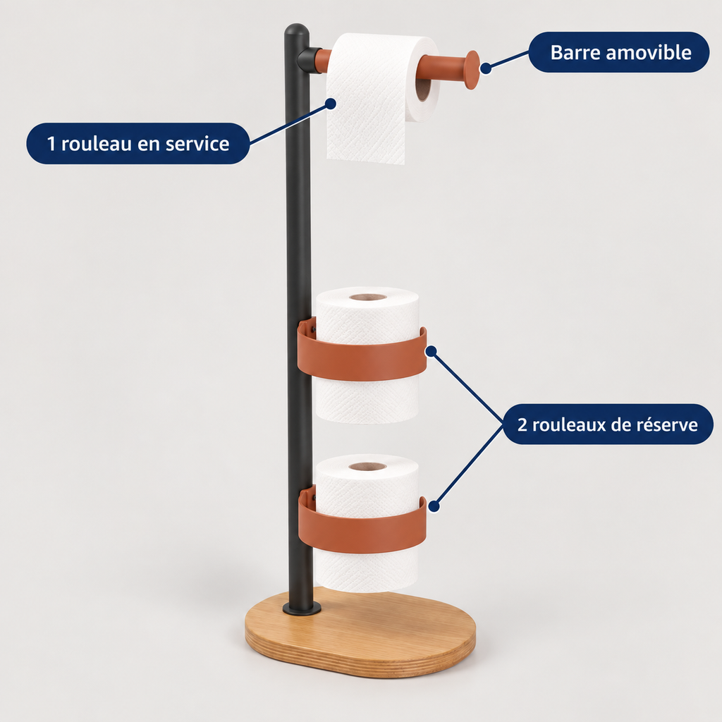 Support pour papier toilette avec espace de réserve